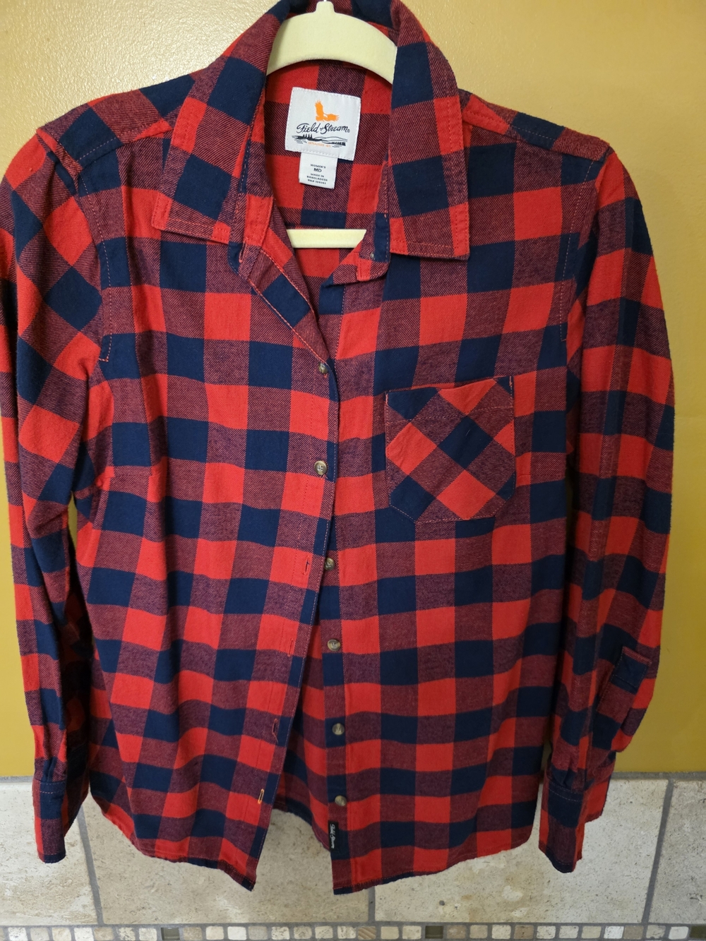 Field & Stream Red and Navy Buffalo Plaid Button-Down Shirt